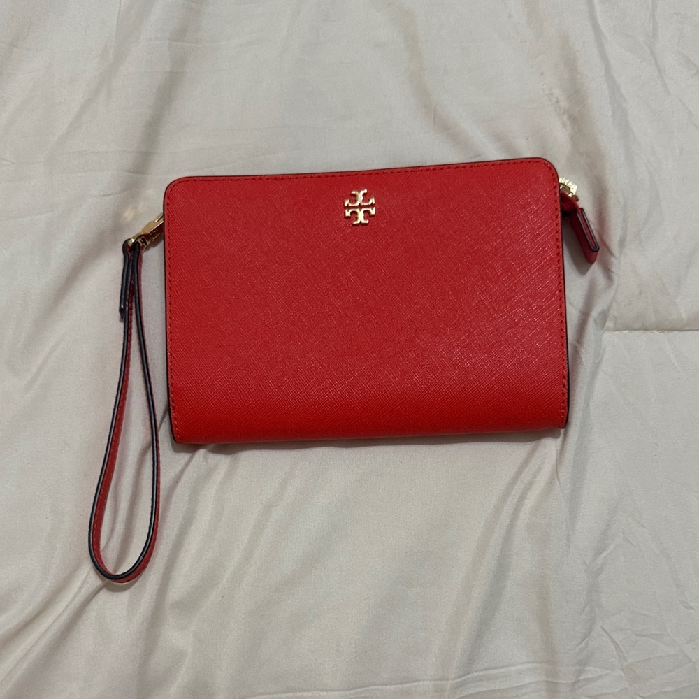 Tory Burch orange Wristlet Clutch